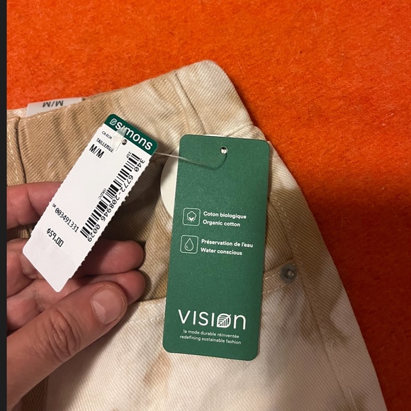 Eco-friendly organic cotton brown tie-dye drawstring waist jean shorts NWT - Picture 6 of 11